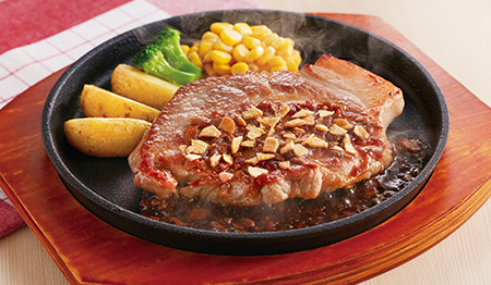 肉旨！厚切り豚肩ロースステーキにんにく醤油