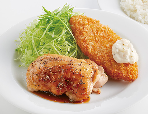 てりやきペッパーチキンステーキ＆白身魚フライ