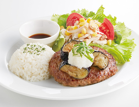 おろしポン酢ハンバーグ＆蒸し鶏サラダ
